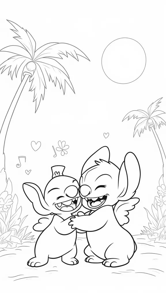 coloring pages stitch and angel